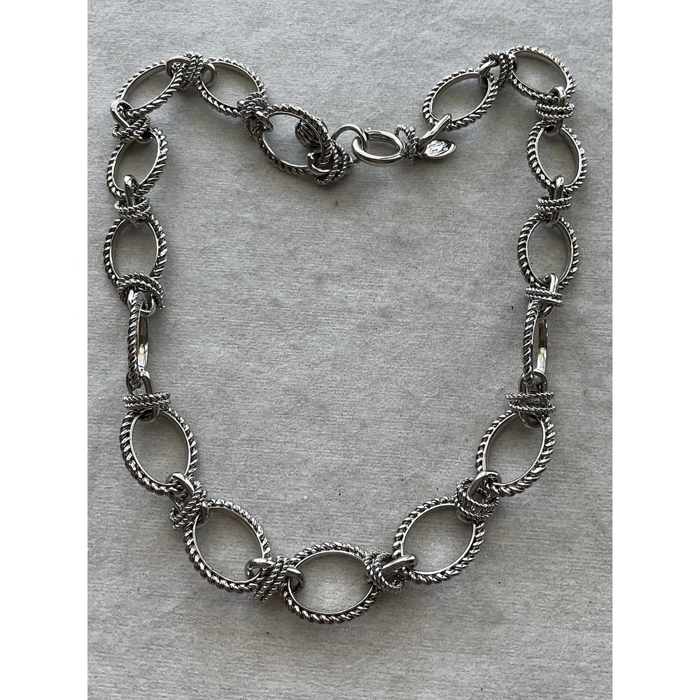 Signed Cookie Lee Silver Tone Link Necklace Estate Jewelry